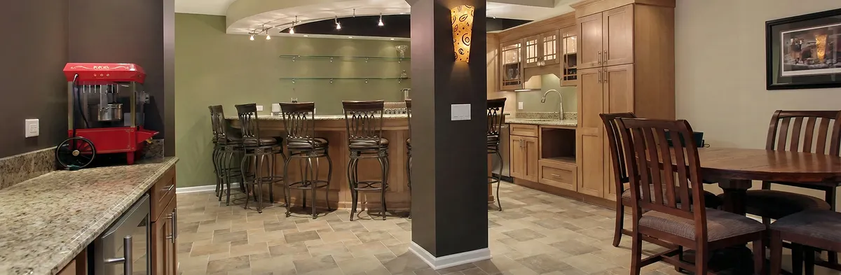 modern basement remodeling with custom finishes and open layout in a home in Mesa, AZ