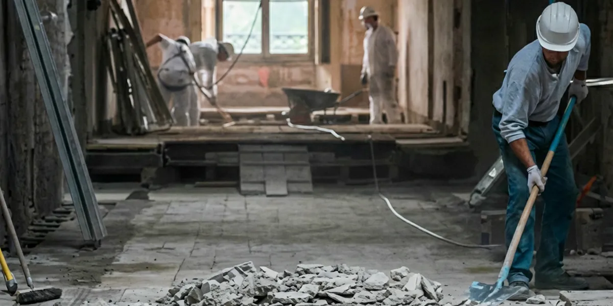 fire damage restoration professionals performing structural cleanup and restoration after a fire in Mesa, AZ